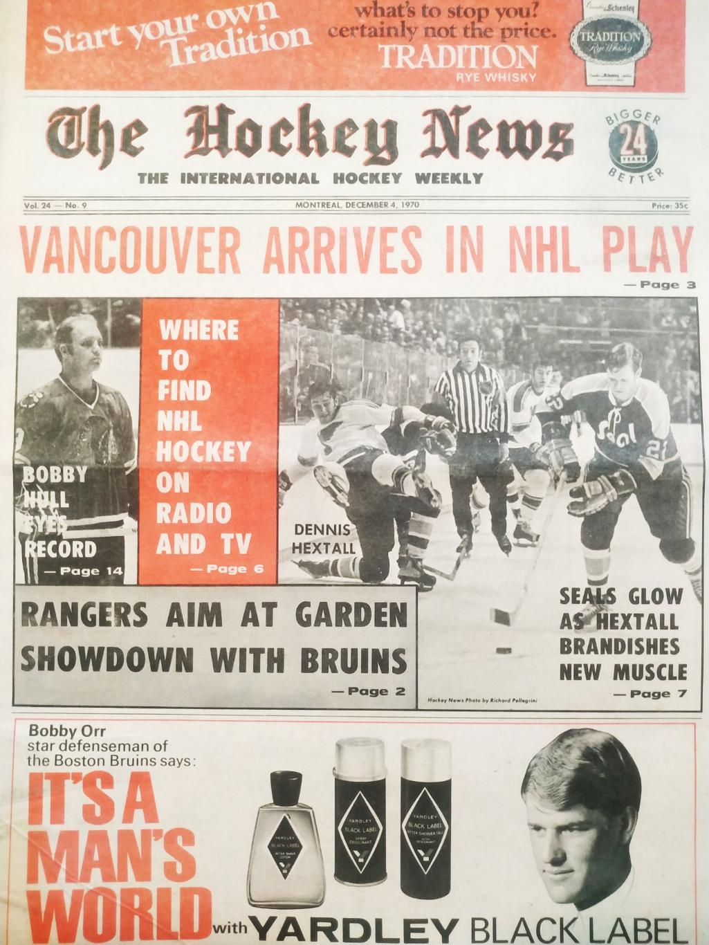 ХОККЕЙ ЖУРНАЛ ЕЖЕНЕДЕЛЬНИК НХЛ НОВОСТИ ХОККЕЯ DEC.4 1970 NHL THE HOCKEY NEWS
