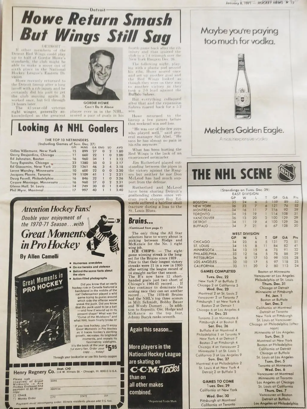 ХОККЕЙ ЖУРНАЛ ЕЖЕНЕДЕЛЬНИК НХЛ НОВОСТИ ХОККЕЯ JAN.8 1971 NHL THE HOCKEY NEWS 4