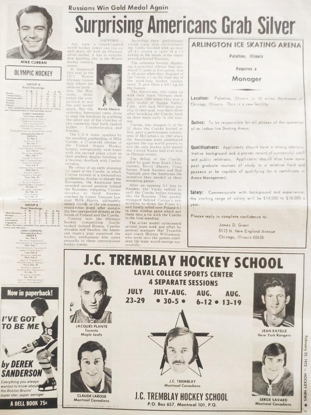ХОККЕЙ ЖУРНАЛ ЕЖЕНЕДЕЛЬНИК НХЛ НОВОСТИ ХОККЕЯ FEB.25 1972 NHL THE HOCKEY NEWS 3