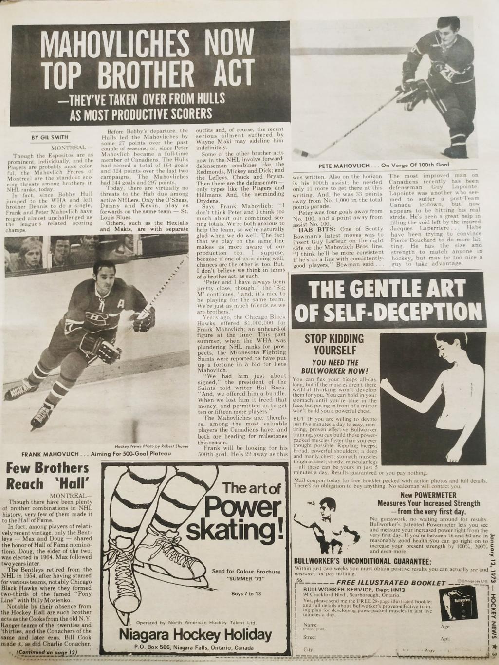 ХОККЕЙ ЖУРНАЛ ЕЖЕНЕДЕЛЬНИК НХЛ НОВОСТИ ХОККЕЯ JAN.12 1973 NHL THE HOCKEY NEWS 2