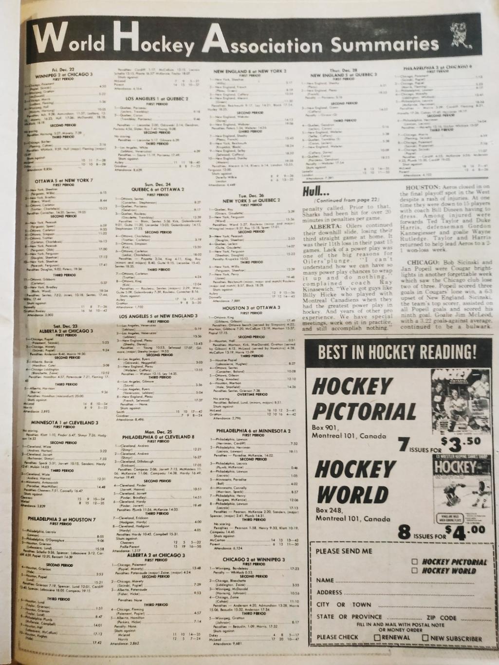 ХОККЕЙ ЖУРНАЛ ЕЖЕНЕДЕЛЬНИК НХЛ НОВОСТИ ХОККЕЯ JAN.12 1973 NHL THE HOCKEY NEWS 6
