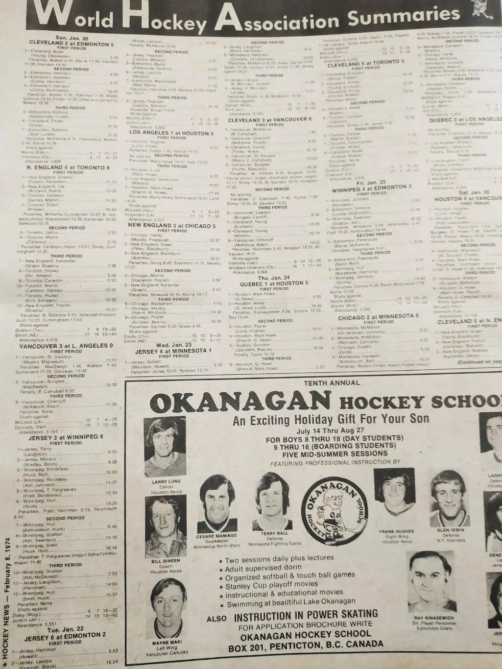 ХОККЕЙ ЖУРНАЛ ЕЖЕНЕДЕЛЬНИК НХЛ НОВОСТИ ХОККЕЯ FEB.8 1974 NHL THE HOCKEY NEWS 6