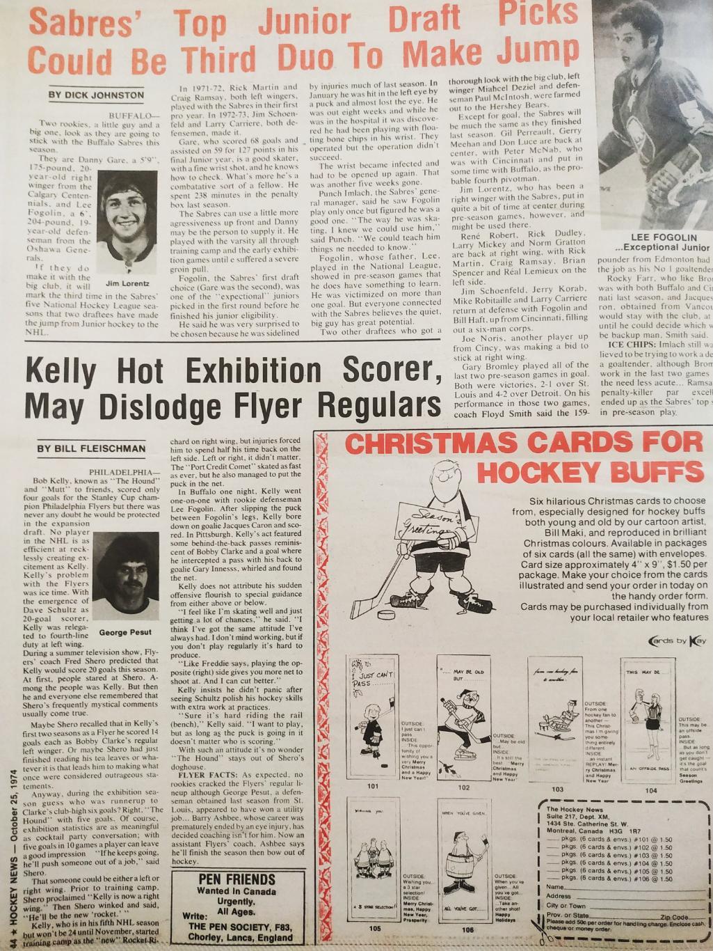 ХОККЕЙ ЖУРНАЛ ЕЖЕНЕДЕЛЬНИК НХЛ НОВОСТИ ХОККЕЯ OCT.25 1974 NHL THE HOCKEY NEWS 6