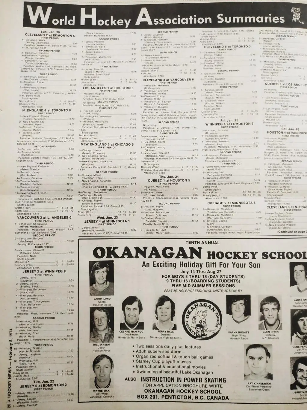 ХОККЕЙ ЖУРНАЛ ЕЖЕНЕДЕЛЬНИК НХЛ НОВОСТИ ХОККЕЯ FEB.8 1974 NHL THE HOCKEY NEWS 5