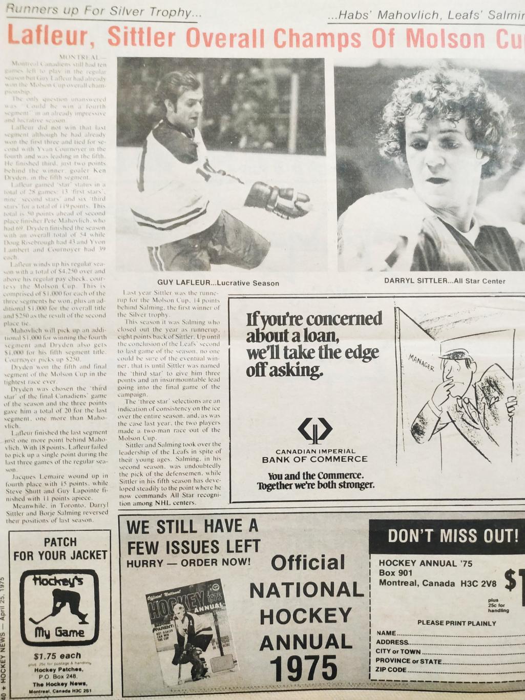 ХОККЕЙ ЖУРНАЛ ЕЖЕНЕДЕЛЬНИК НХЛ НОВОСТИ ХОККЕЯ APR.25 1975 NHL THE HOCKEY NEWS 7