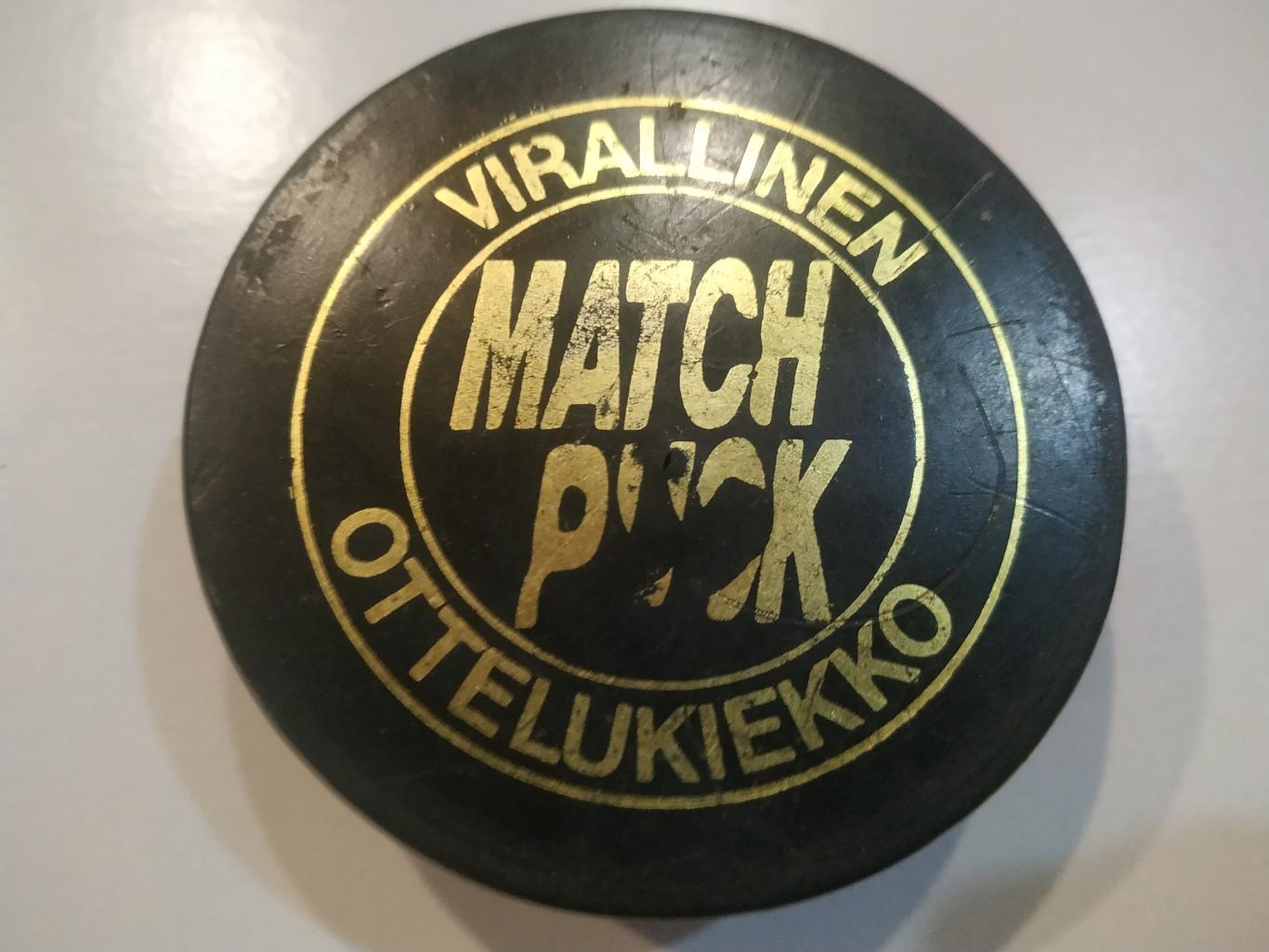 ХОККЕЙ ШАЙБА НХЛ ФИНЛЯНДИЯ 1980 NHL VIRALLINEN OTTELUKIEKKO MATCH PUCK FINLAND 1