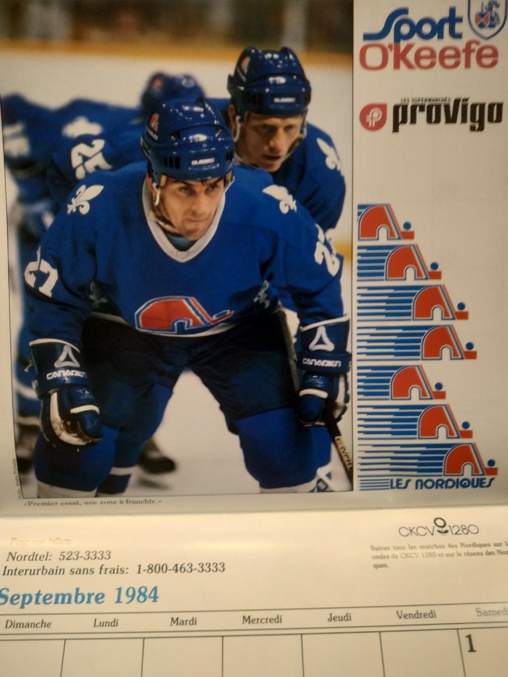 ХОККЕЙ КАЛЕНДАРЬ НХЛ КВЕБЕК НОРДИКС 1984 NHL LES NORDIQUES OFFICIAL CALENDAR 5