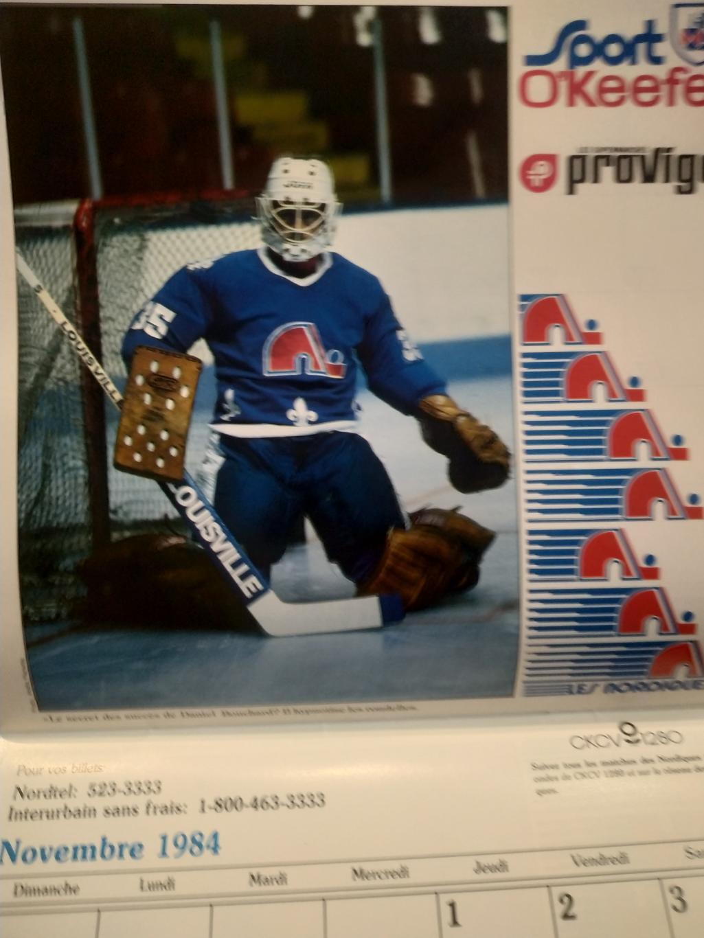ХОККЕЙ КАЛЕНДАРЬ НХЛ КВЕБЕК НОРДИКС 1984 NHL LES NORDIQUES OFFICIAL CALENDAR 6