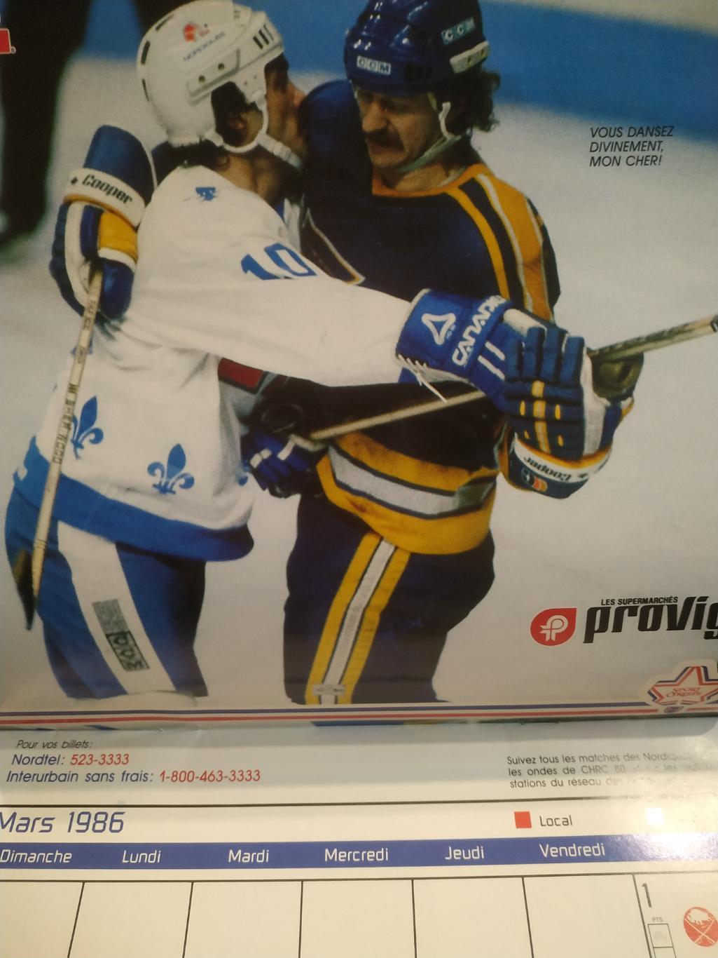 ХОККЕЙ КАЛЕНДАРЬ НХЛ КВЕБЕК НОРДИКС 1986 NHL LES NORDIQUES OFFICIAL CALENDAR 3
