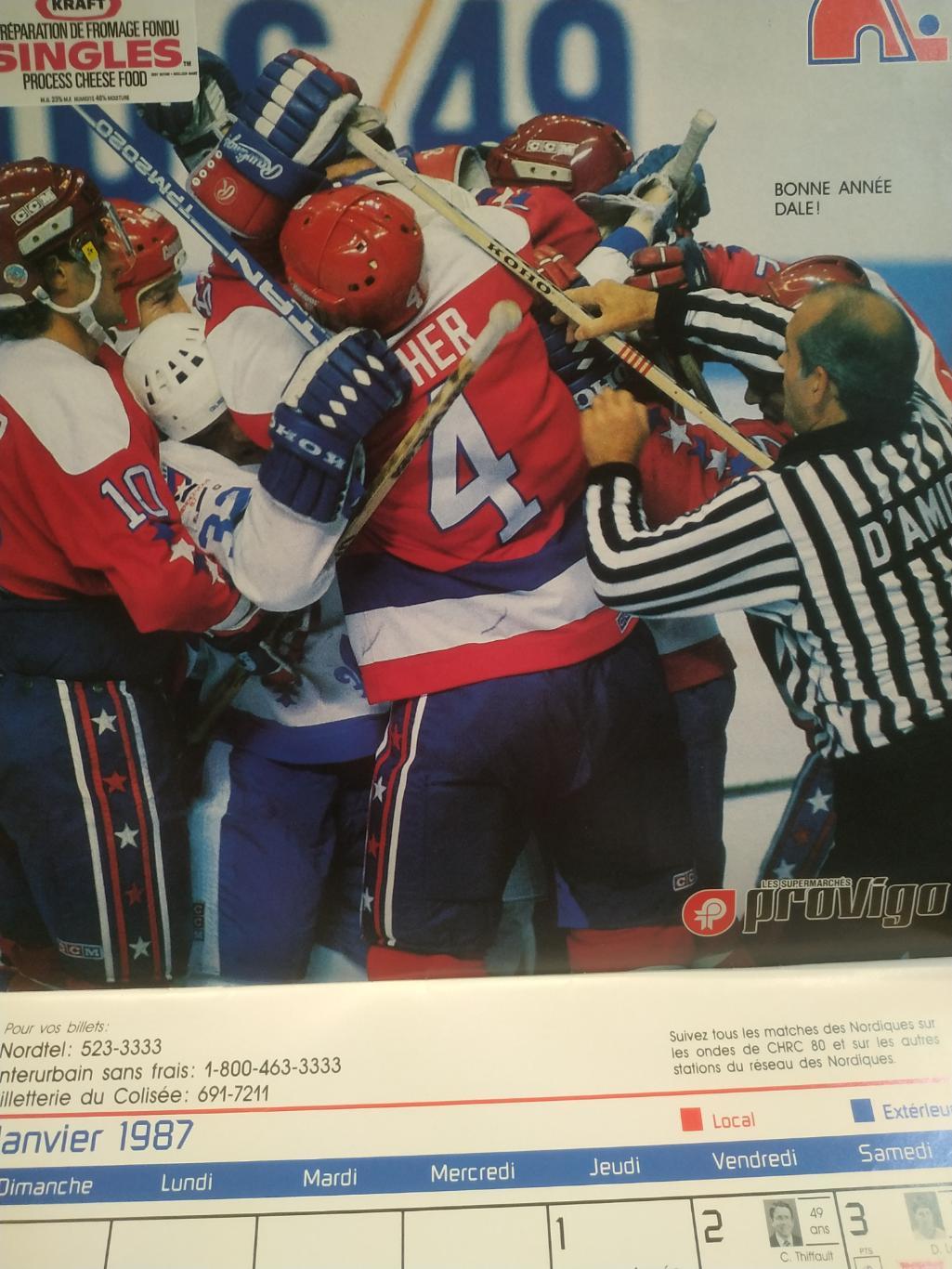 ХОККЕЙ КАЛЕНДАРЬ НХЛ КВЕБЕК НОРДИКС 1987 NHL LES NORDIQUES OFFICIAL CALENDAR 2