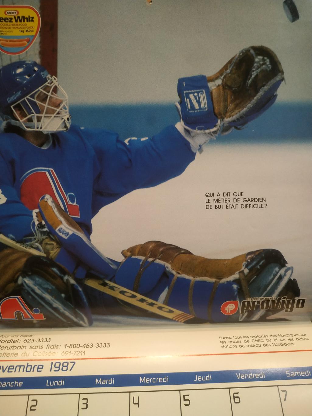 ХОККЕЙ КАЛЕНДАРЬ НХЛ КВЕБЕК НОРДИКС 1987 NHL LES NORDIQUES OFFICIAL CALENDAR 7