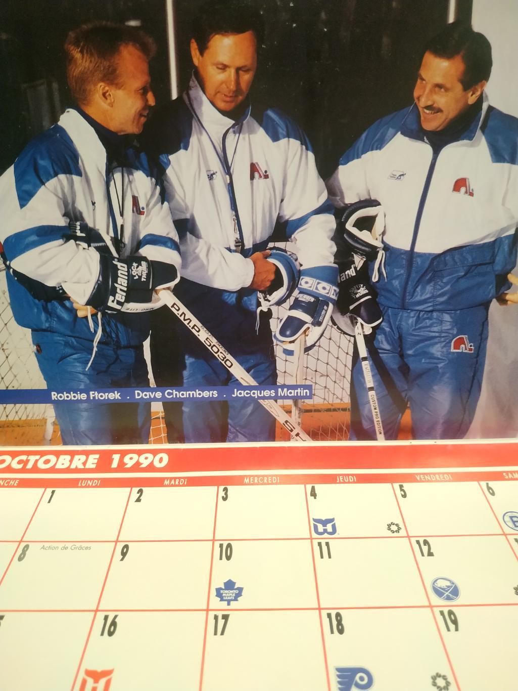 ХОККЕЙ КАЛЕНДАРЬ НХЛ КВЕБЕК НОРДИКС 1990-91 NHL LES NORDIQUES OFFICIAL CALENDAR 1