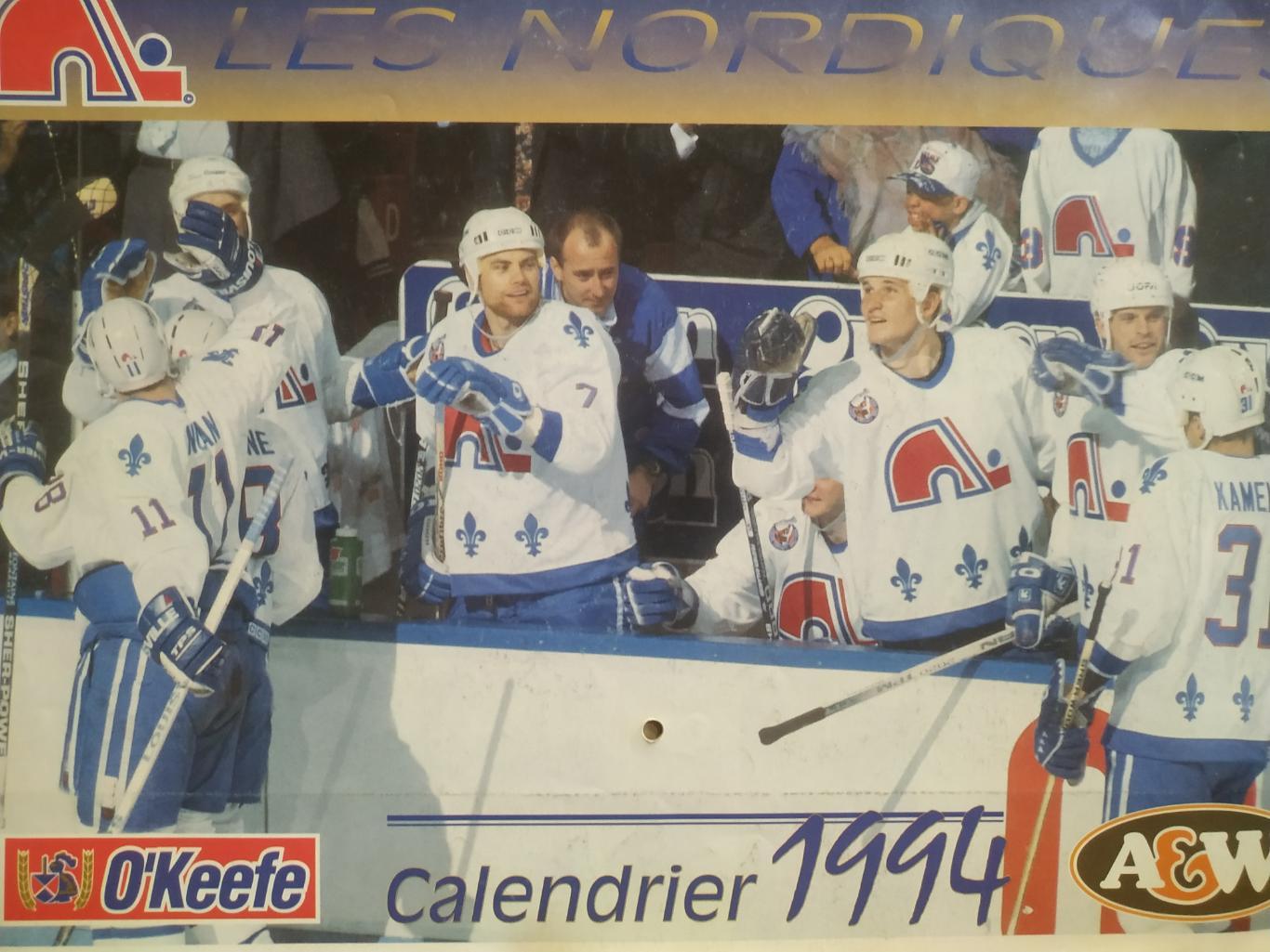ХОККЕЙ КАЛЕНДАРЬ НХЛ КВЕБЕК НОРДИКС 1994 NHL LES NORDIQUES OFFICIAL CALENDAR