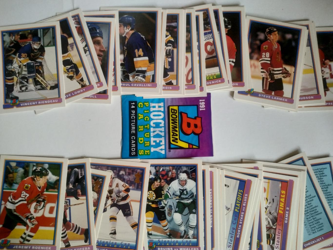ХОККЕЙ НАБОР КАРТОЧЕК НХЛ 1991-92 BOWMAN OFFICIAL HOCKEY CARD SET #1-429 2