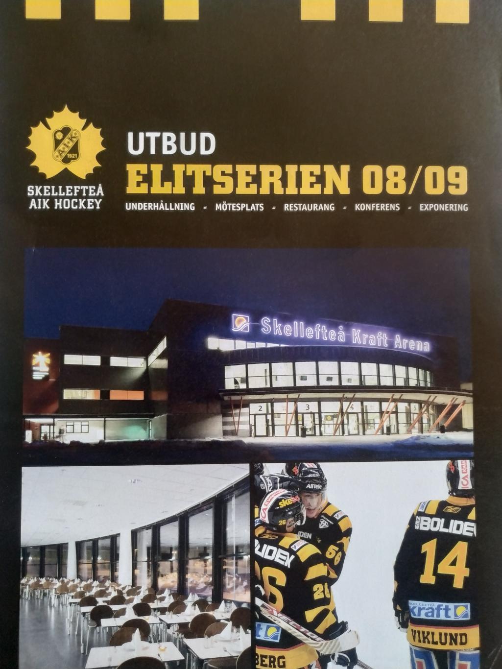 ХОККЕЙ ПРОГРАММА МАТЧА НХЛ NHL 2008-09 SKELLEFTEA PROGRAM STADIUM SWEDISH