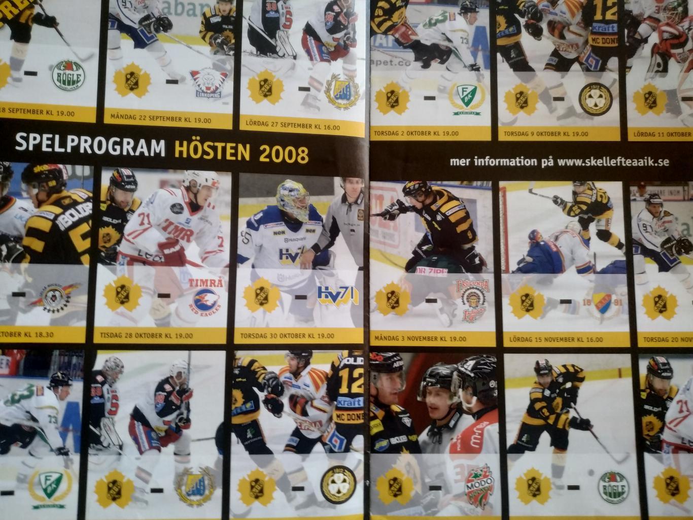 ХОККЕЙ ПРОГРАММА МАТЧА НХЛ NHL 2008-09 SKELLEFTEA PROGRAM STADIUM SWEDISH 1