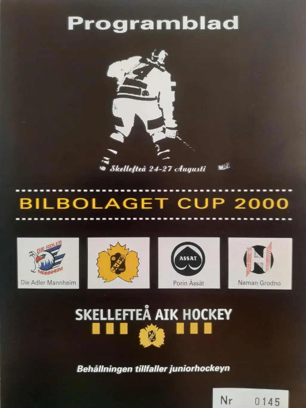 ХОККЕЙ ПРОГРАММА КУБКА НХЛ NHL 2000 BILBOLAGET CUP PROGRAM GAME