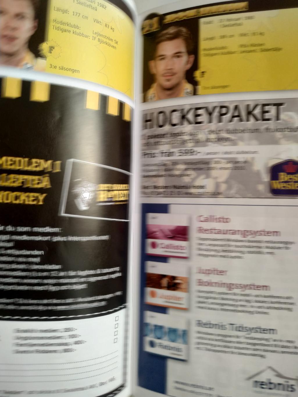 ХОККЕЙ ПРОГРАММА МАТЧА НХЛ NHL 2010 FEB.6 SKELLEFTEA AIK VS. HV 71 PROGRAM 4