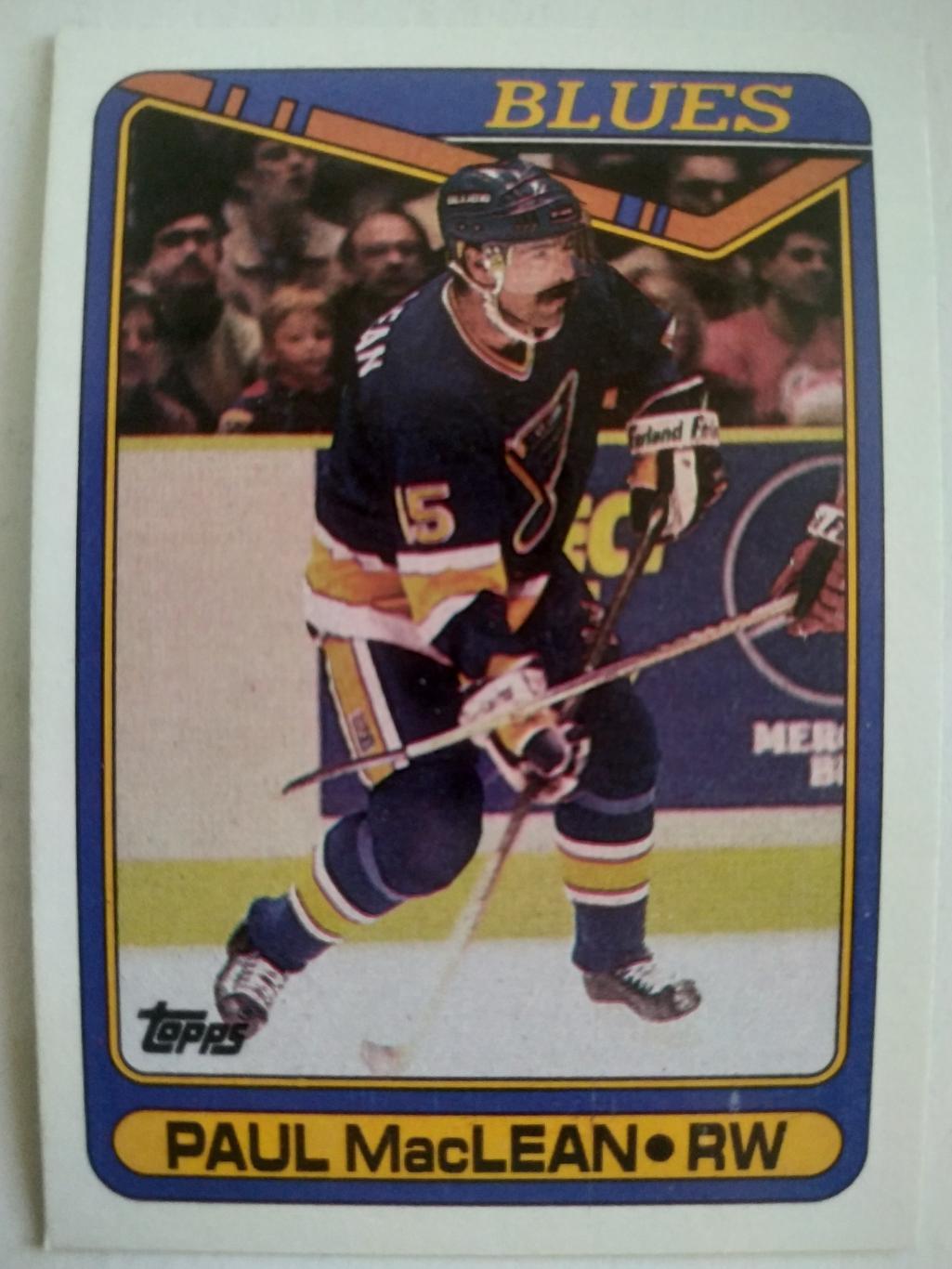 ХОККЕЙ КАРТОЧКА НХЛ TOPPS 1990-91 NHL PAUL MACLEAN ST. LOUIS BLUES #110