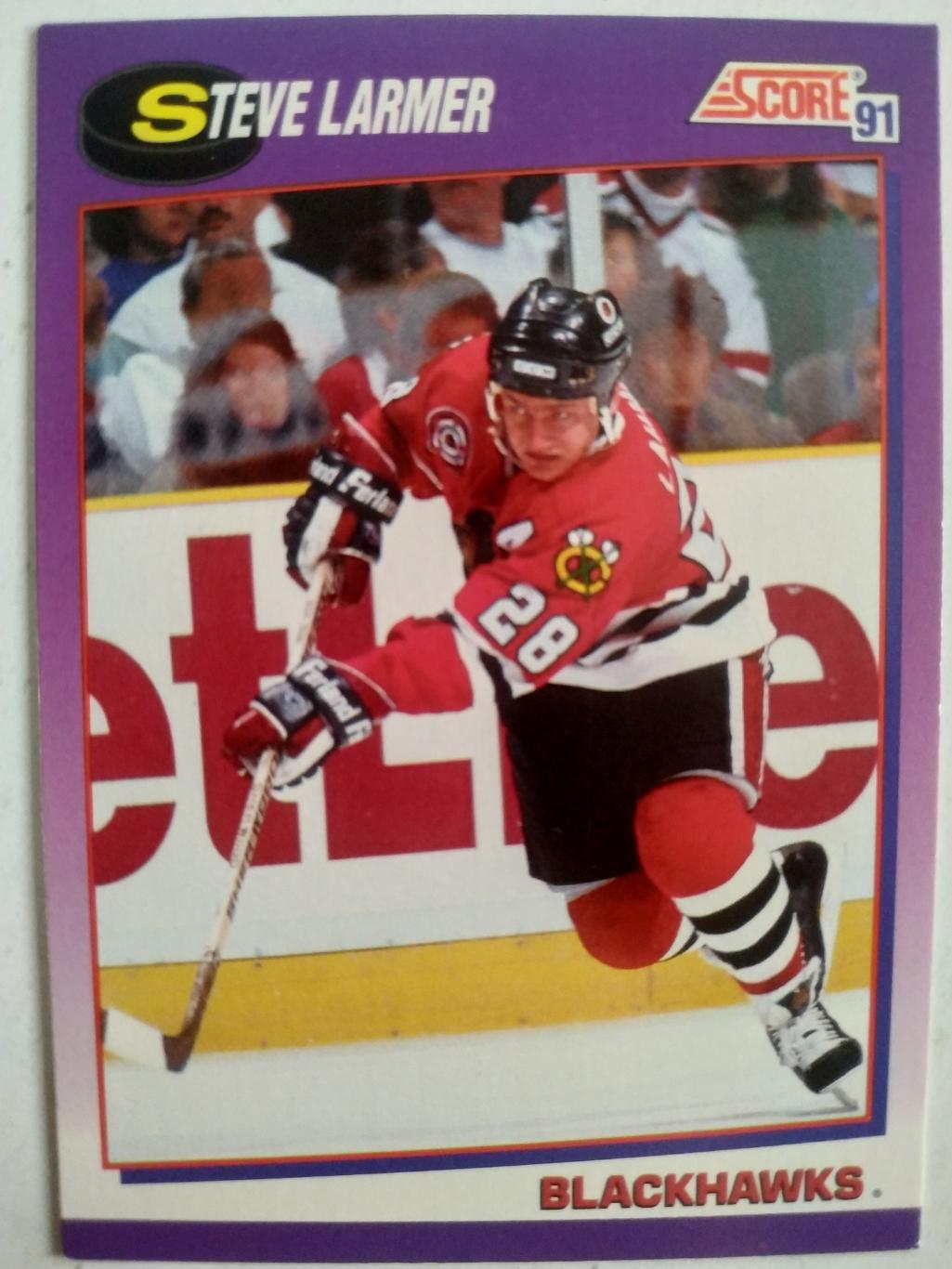 ХОККЕЙ КАРТОЧКА НХЛ SCORE 1991 NHL STEVE LARMER CHICAGO BLACKHAWKS #140