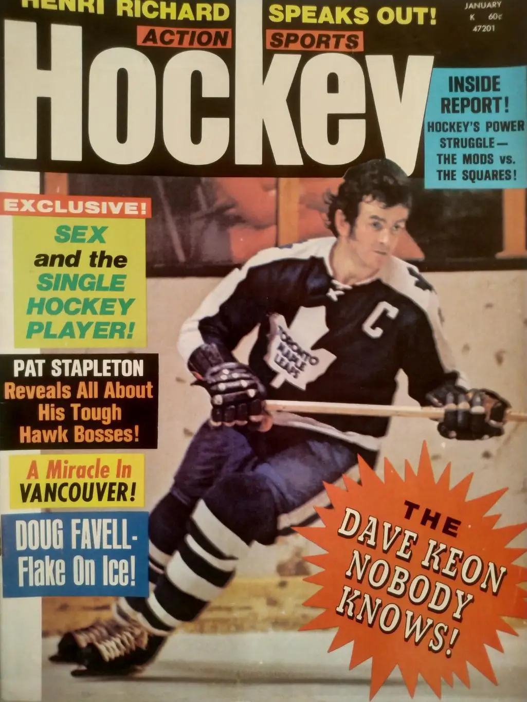 ЖУРНАЛ ЕЖЕМЕСЯЧНИКНХЛ ЭКШЕН СПОРТ ХОККЕЙ JAN 1972 ACTION SPORTS HOCKEY