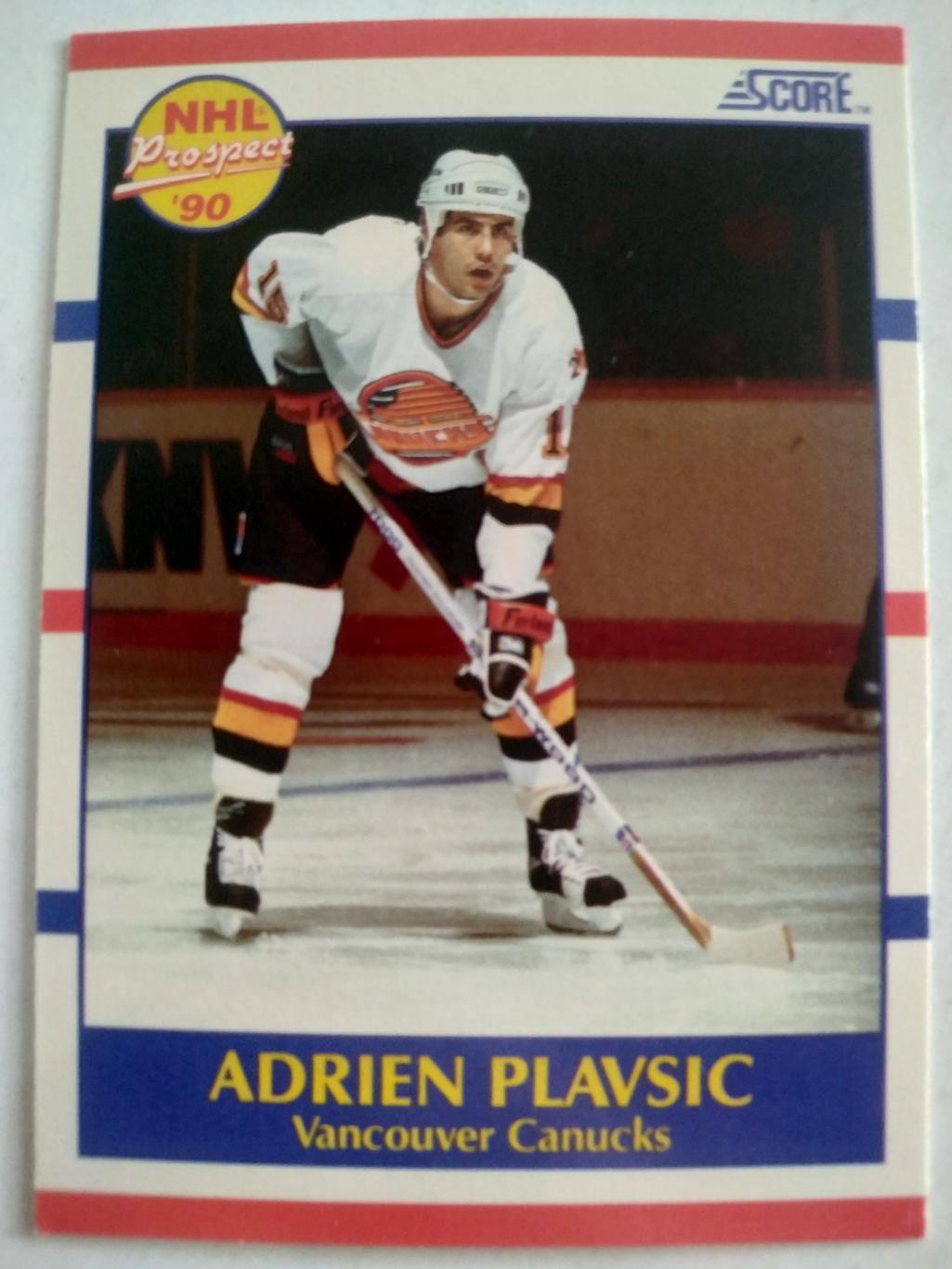 ХОККЕЙ КАРТОЧКА НХЛ SCORE 1990 NHL ADRIEN PLAVSIC VANCOUVER CANUCKS #394