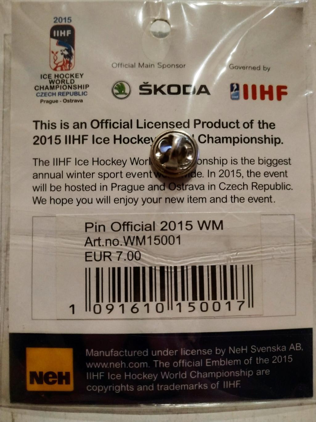 ХОККЕЙ ЗНАЧОК 2015 ЧЕХИЯ ЧЕМПИОНАТ МИРА ПО ХОККЕЮ IIHF HOCKEY CHAMPIONSHIP 3