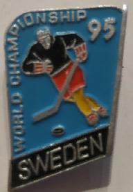 ХОККЕЙ ЗНАЧОК 1995 ШВЕЦИЯ ЧЕМПИОНАТ МИРА ПО ХОККЕЮ WORLD HOCKEY CHAMPIONSHIP