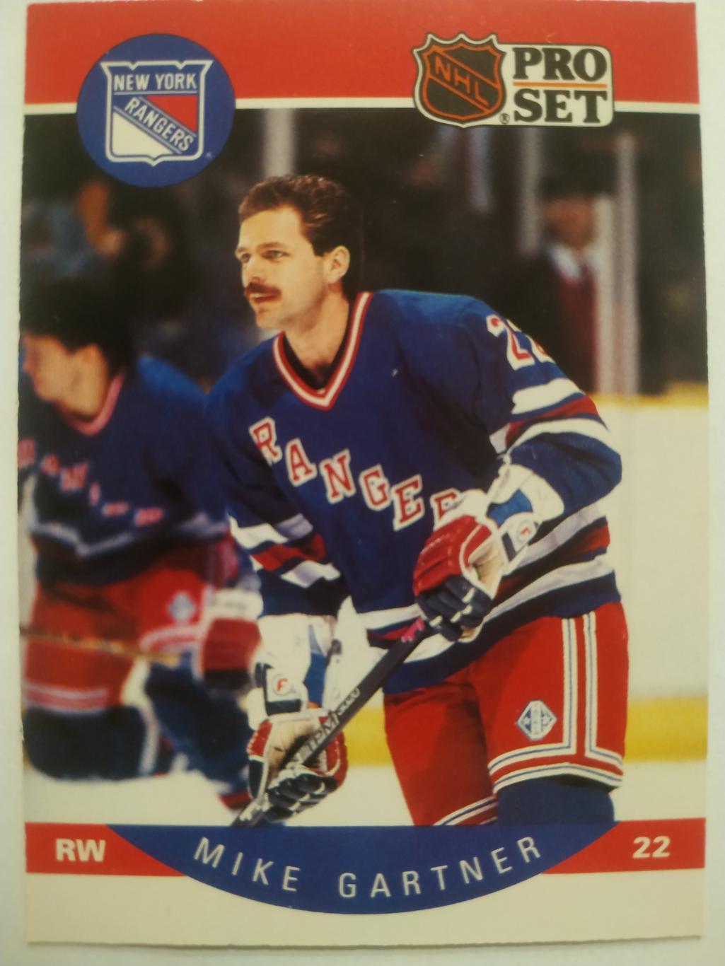 ХОККЕЙ КАРТОЧКА НХЛ PRO SET 1990 NHL MIKE GARTNER NEW YORK RANGERS #196