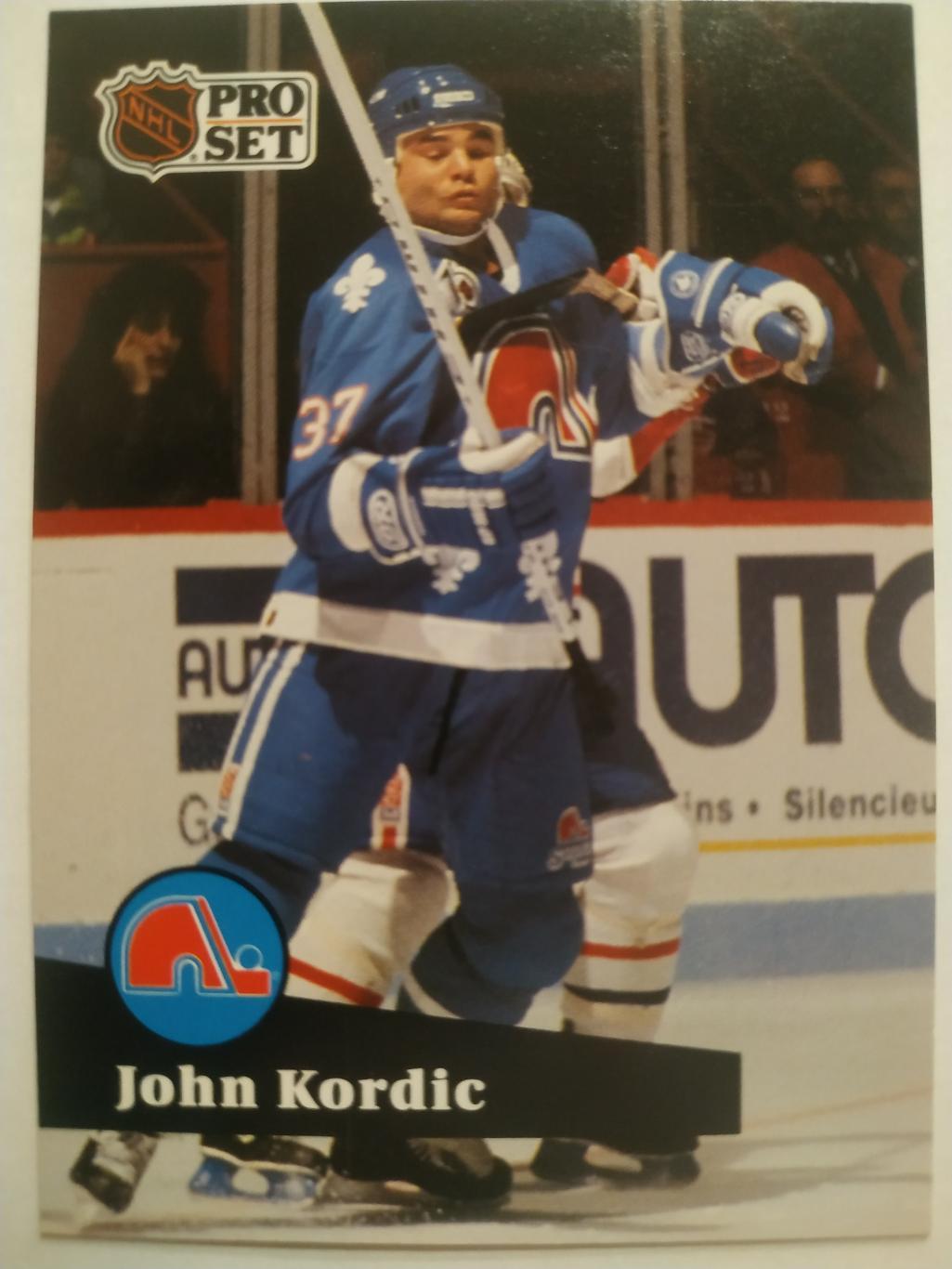 ХОККЕЙ КАРТОЧКА НХЛ PRO SET 1991 NHL JOHN KORDIC QUEBEC NORDIQUES #468