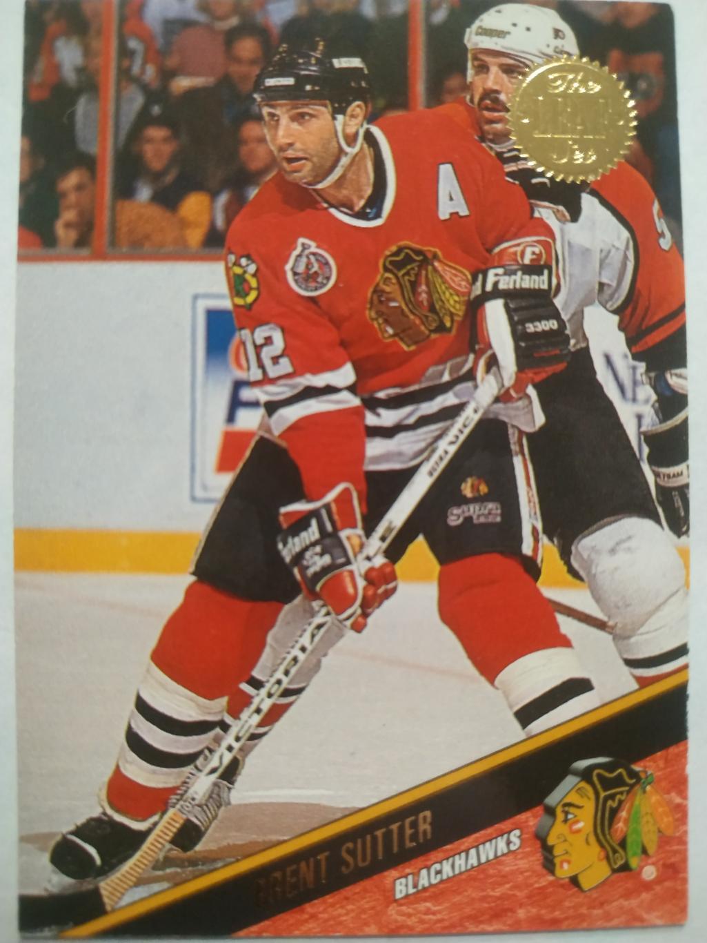 ХОККЕЙ КАРТОЧКА НХЛ LEAF SET SERIES ONE 1993-94 BRENT SUTTER BLACKHAWKS #142