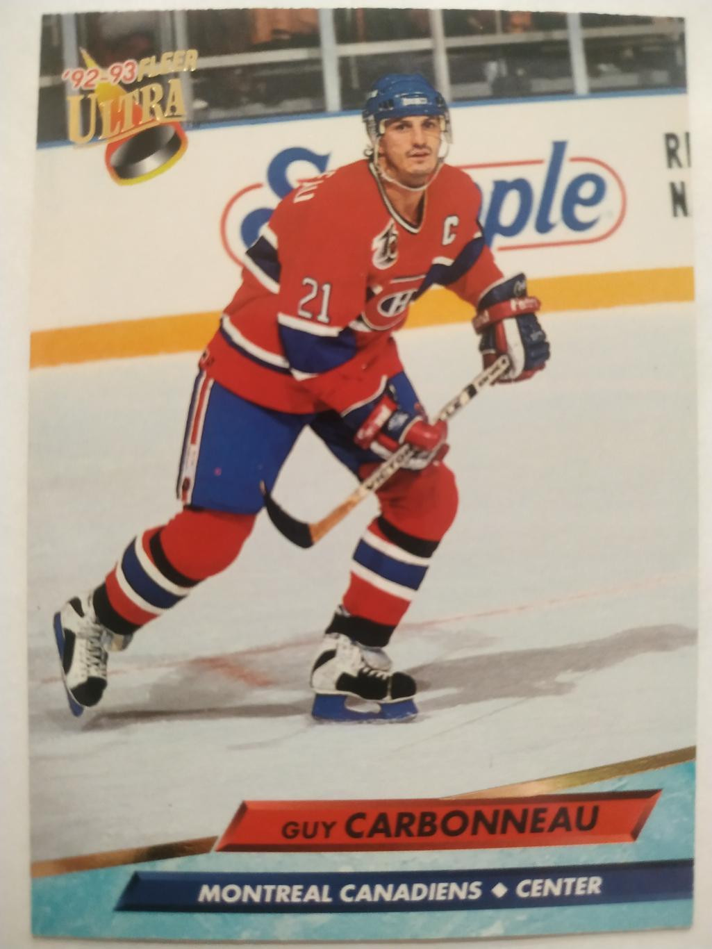 ХОККЕЙ КАРТОЧКА НХЛ FLEER ULTRA 1992-93 NHL GUY CARBONNEAU MONTREAL #102