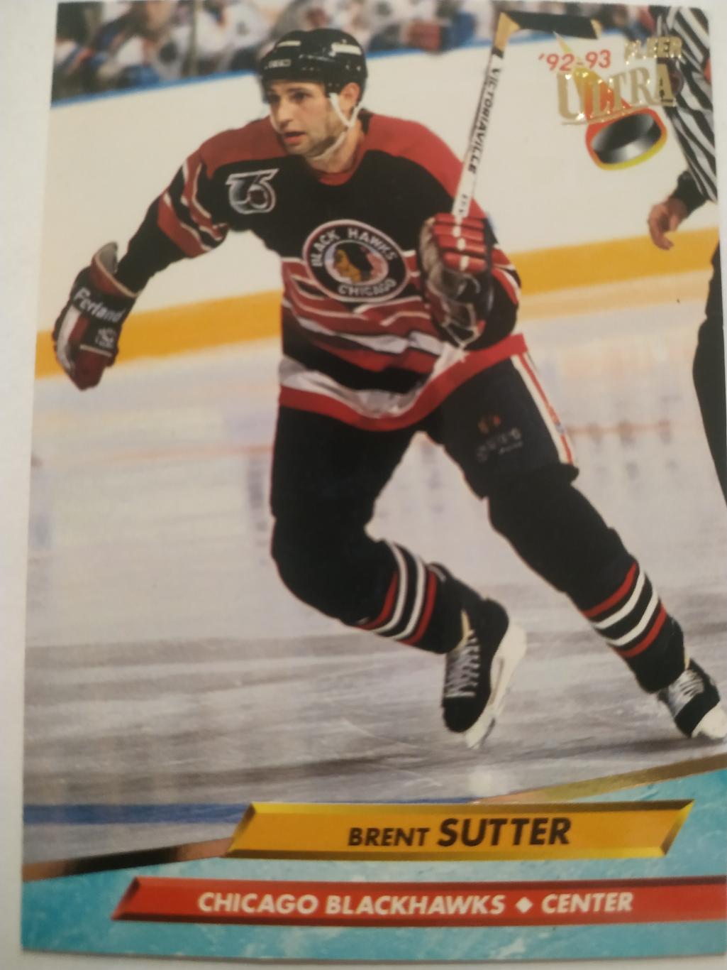 ХОККЕЙ КАРТОЧКА НХЛ FLEER ULTRA 1992-93 NHL BRENT SUTTER CHICAGO BLACKHAWKS #43