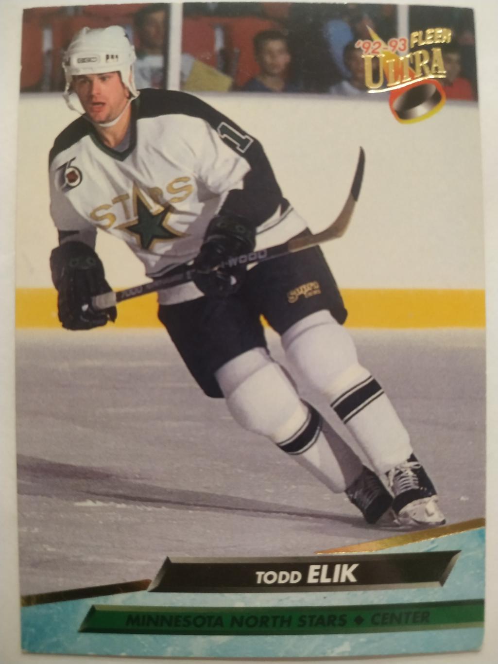 ХОККЕЙ КАРТОЧКА НХЛ FLEER ULTRA 1992-93 NHL TODD ELIK MINNESOTA #93