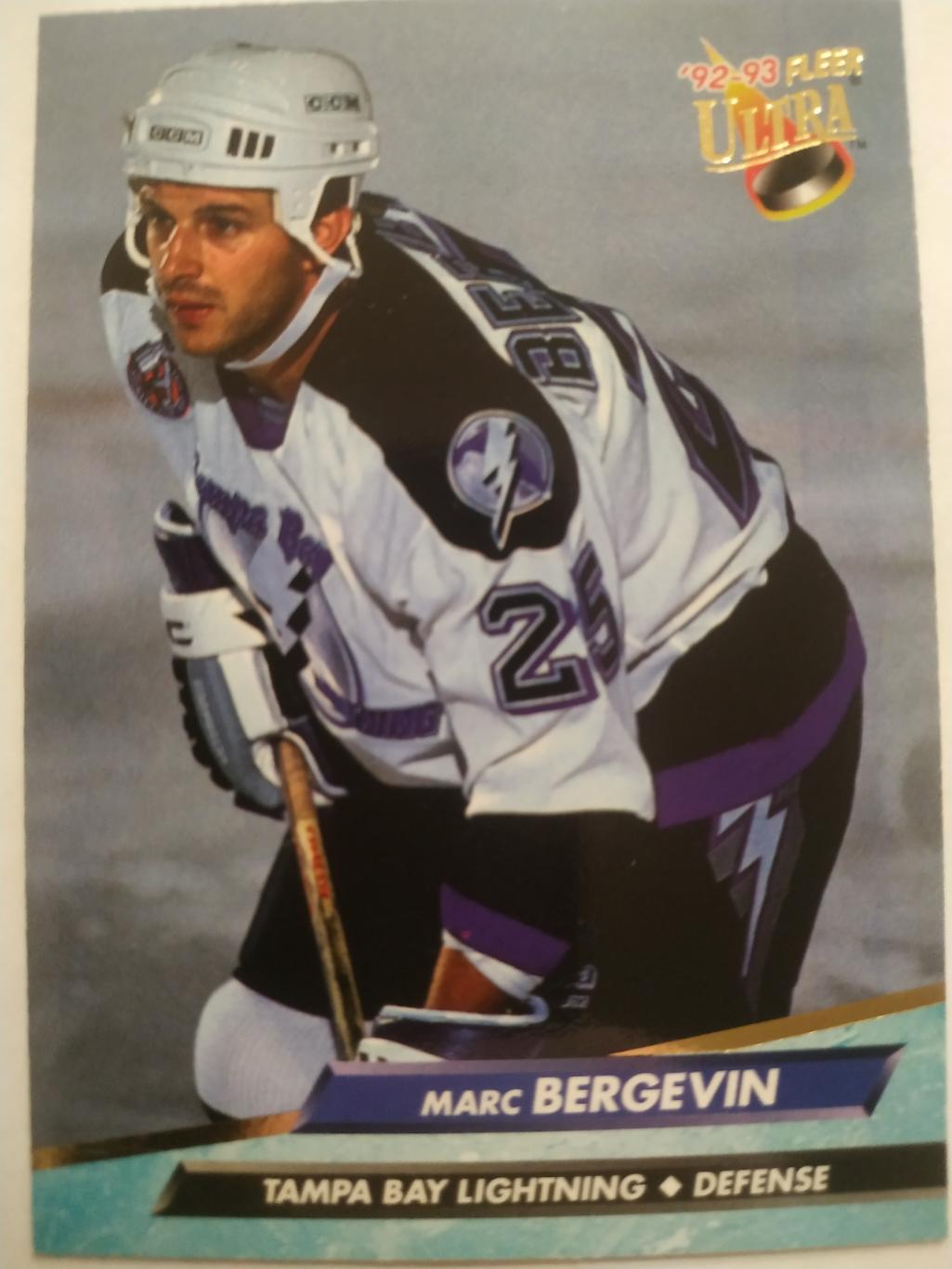 ХОККЕЙ КАРТОЧКА НХЛ FLEER ULTRA 1992-93 NHL MARC BERGEVIN LIGHTNING #200