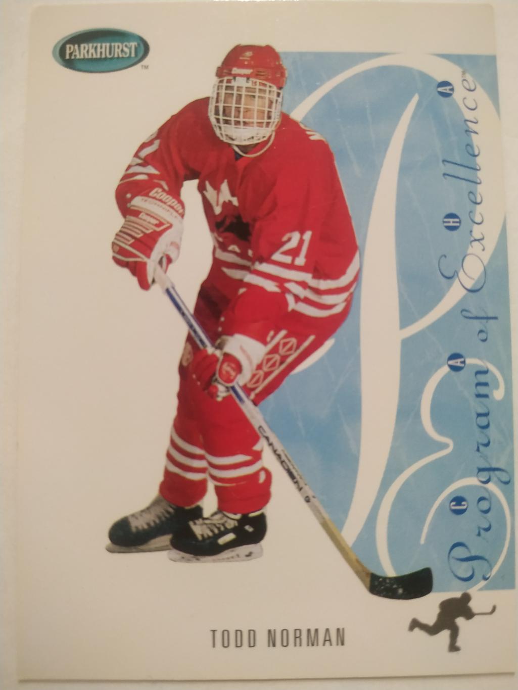ХОККЕЙ КАРТОЧКА НХЛ PARKHURST 1994-95 NHL TODD NORMAN TEAM CANADA #SE267