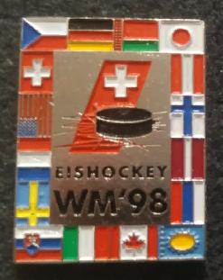 ХОККЕЙ ЗНАЧОК ЧЕМПИОНАТ МИРА ПО ХОККЕЮ 1998 IIHF WORLD HOCKEY CHAMPIONSHIP PIN