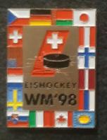 ХОККЕЙ ЗНАЧОК ЧЕМПИОНАТ МИРА ПО ХОККЕЮ 1998 IIHF WORLD HOCKEY CHAMPIONSHIP PIN 1