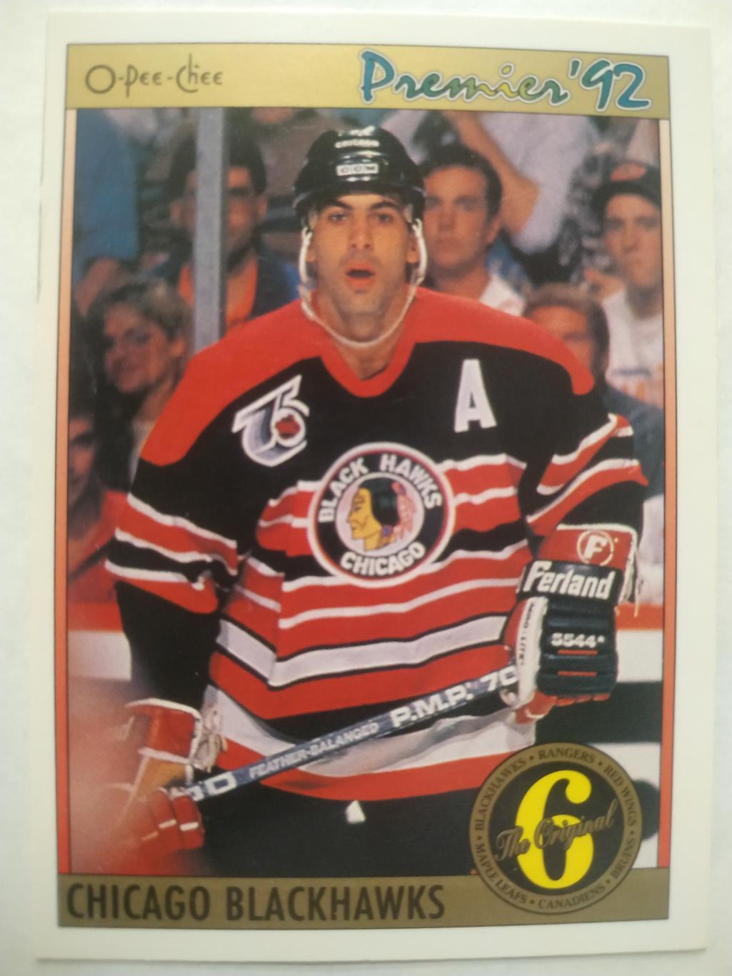 ХОККЕЙ КАРТОЧКА НХЛ O-PEE-CHEE PREMIER 1991-92 NHL CHRIS CHELIOS BLACKHAWKS #150