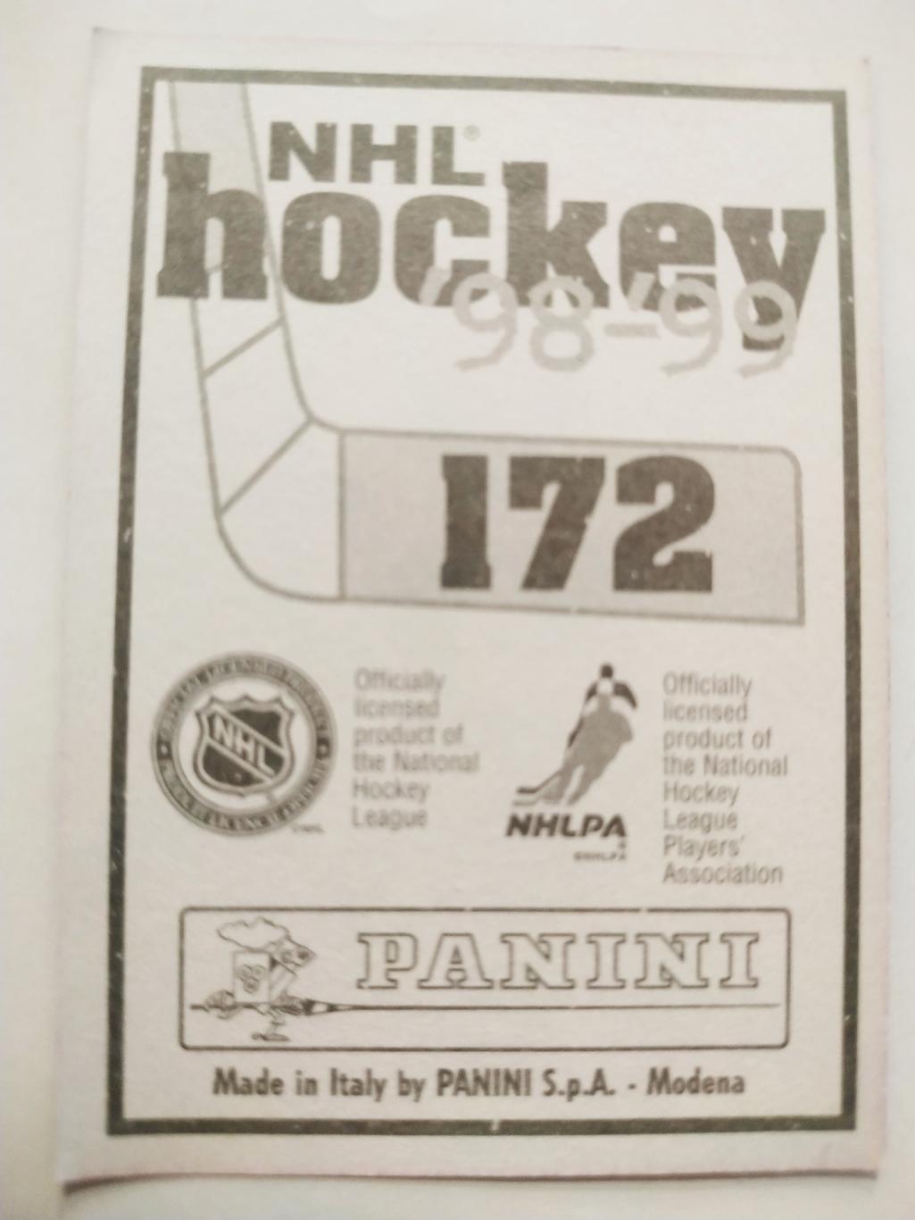 ХОККЕЙ НАКЛЕЙКА НХЛ ПАНИНИ 1998-1999 КОЛЛЕКЦИЯ NHL PANINI TOMAS SANDTROM #172 1