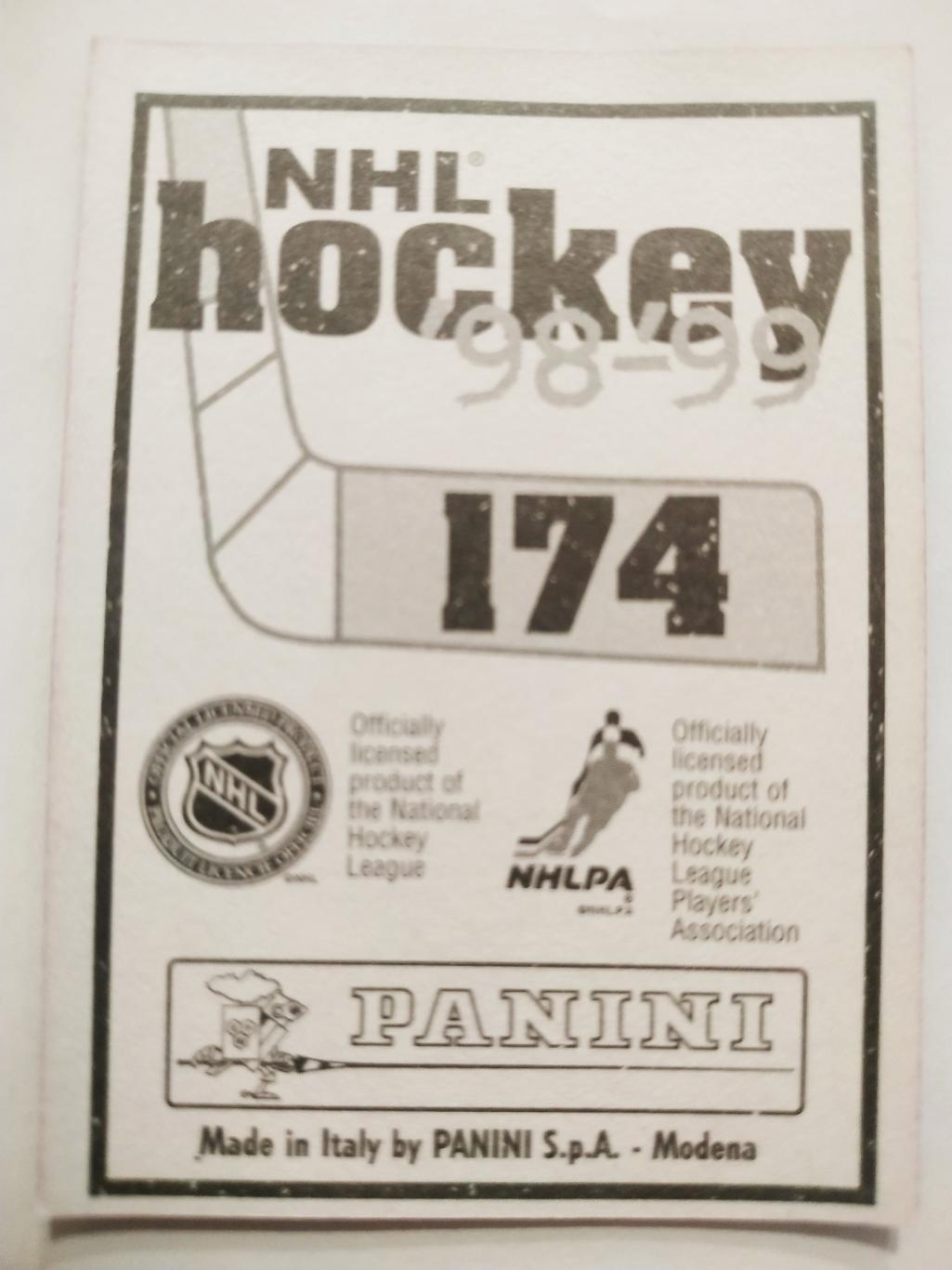 ХОККЕЙ НАКЛЕЙКА НХЛ ПАНИНИ 1998-1999 КОЛЛЕКЦИЯ NHL PANINI RUSLAN SALEI #174 1