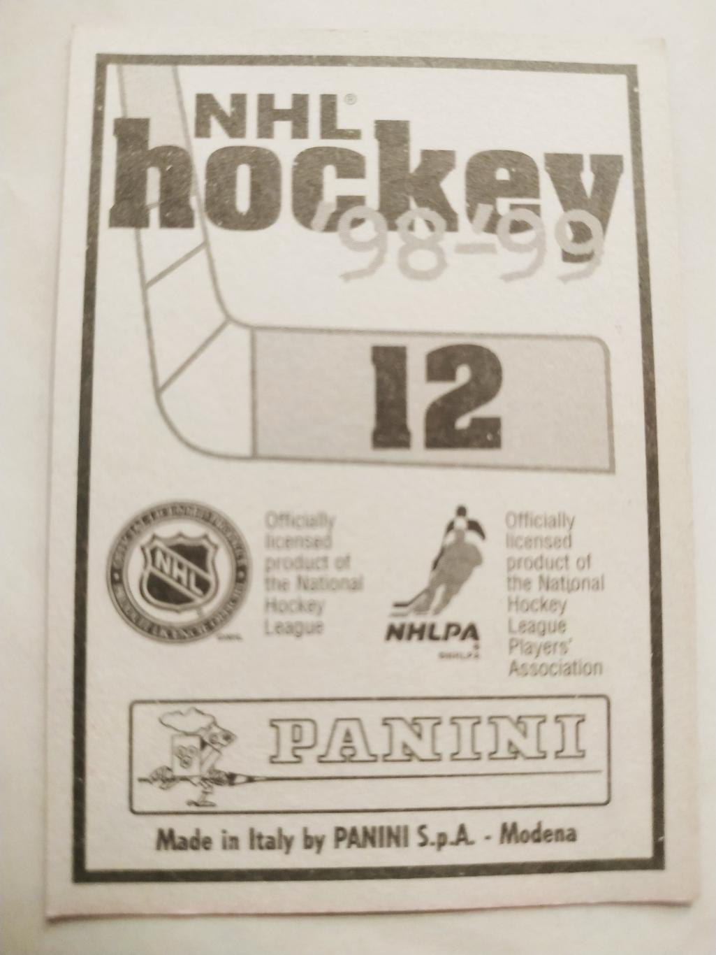 ХОККЕЙ НАКЛЕЙКА НХЛ ПАНИНИ 1998-1999 КОЛЛЕКЦИЯ NHL PANINI RAY BOURQUE #12 1