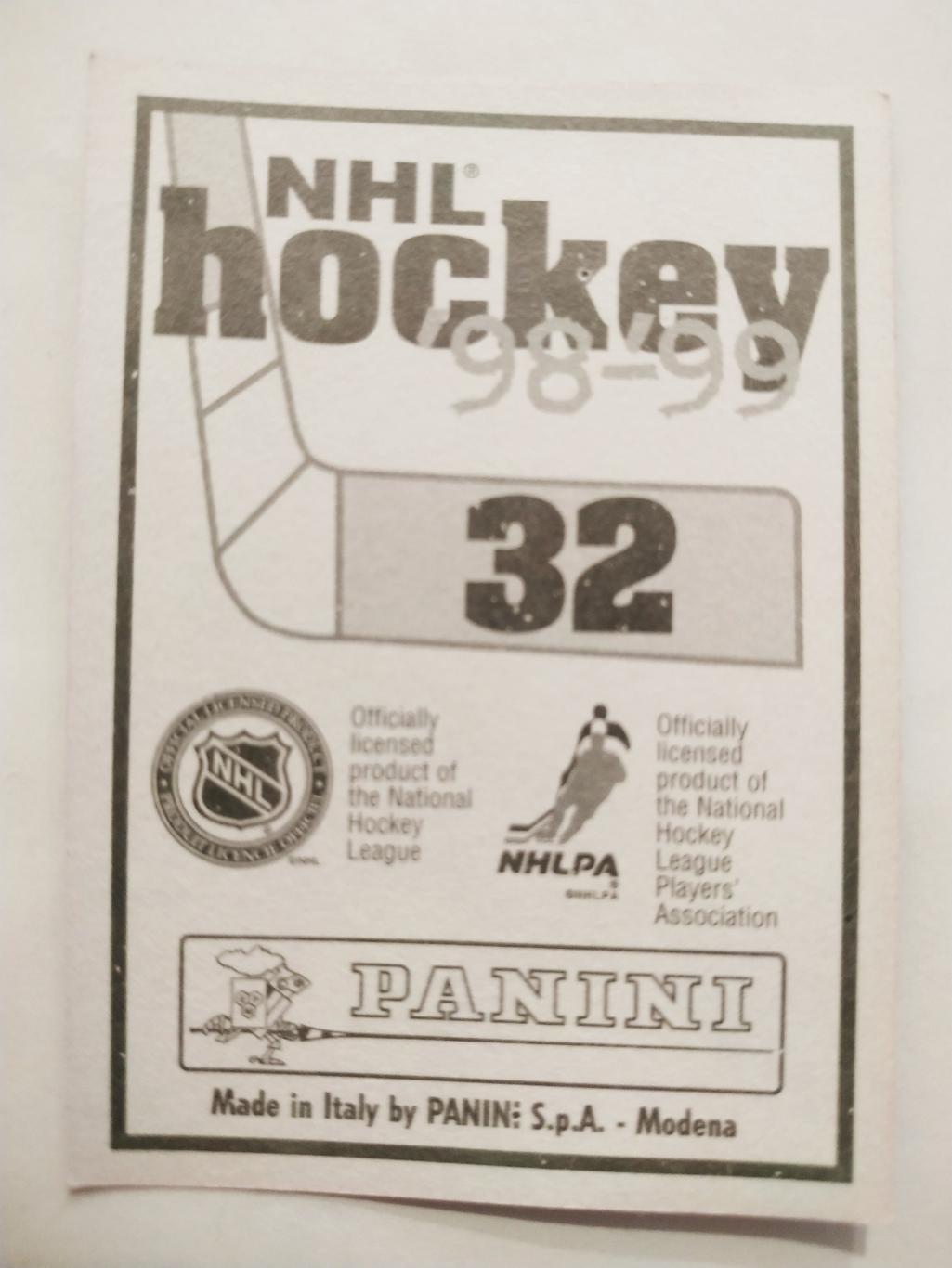 ХОККЕЙ НАКЛЕЙКА НХЛ ПАНИНИ 1998-1999 КОЛЛЕКЦИЯ NHL PANINI SAKU KOIVU #32 1