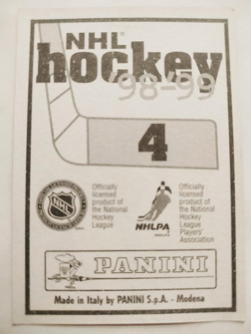 ХОККЕЙ НАКЛЕЙКА НХЛ ПАНИНИ 1998-1999 КОЛЛЕКЦИЯ NHL PANINI JAROMIR JAGR #4 1