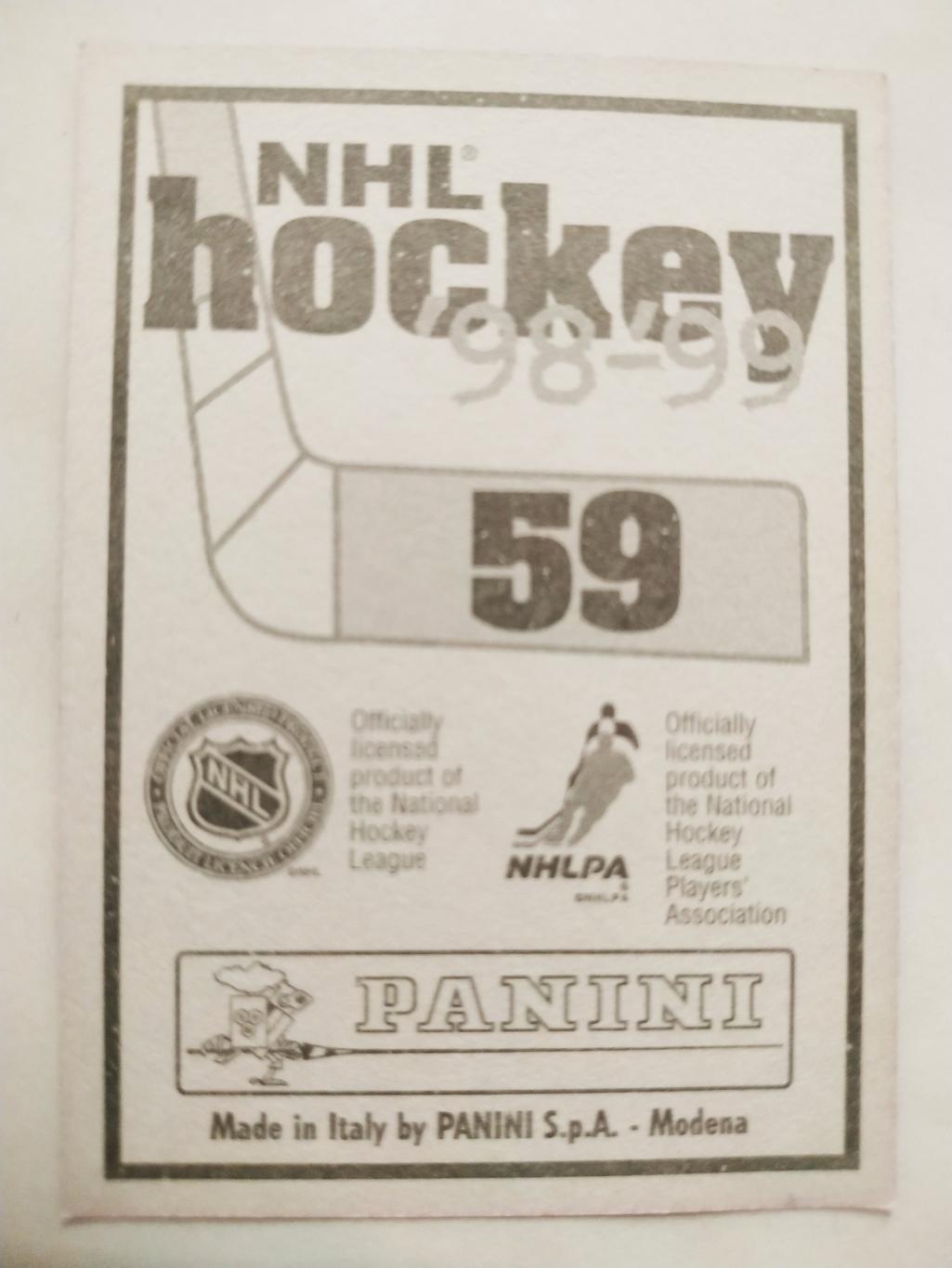 ХОККЕЙ НАКЛЕЙКА НХЛ ПАНИНИ 1998-1999 КОЛЛЕКЦИЯ NHL PANINI DAVE GAGNER #59 1