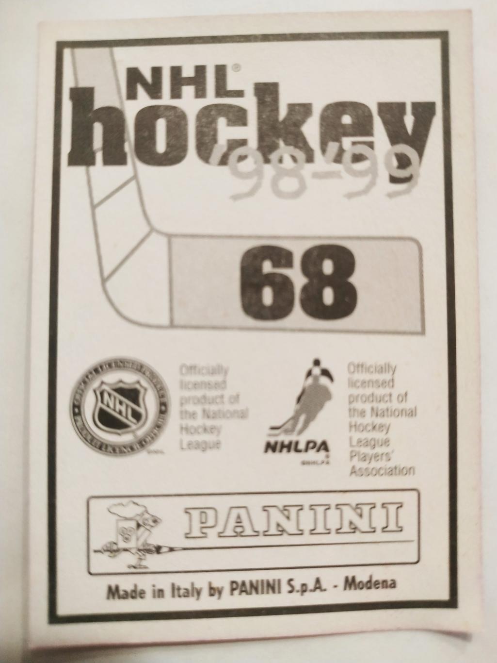 ХОККЕЙ НАКЛЕЙКА НХЛ ПАНИНИ 1998-1999 КОЛЛЕКЦИЯ NHL PANINI BOBBY HOLIK #68 1