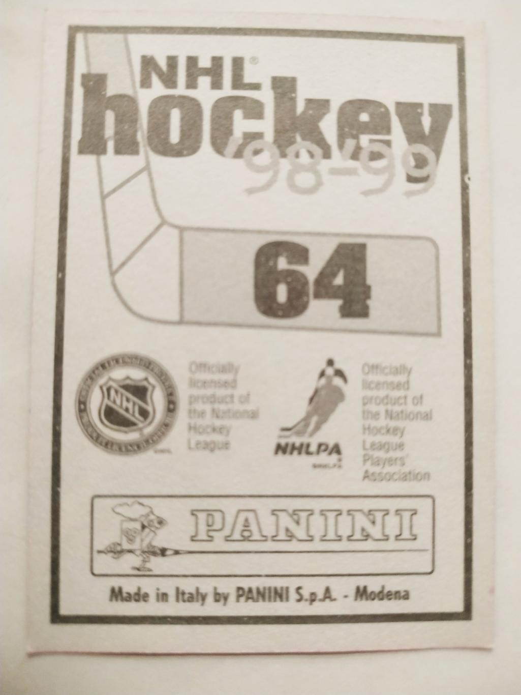 ХОККЕЙ НАКЛЕЙКА НХЛ ПАНИНИ 1998-1999 КОЛЛЕКЦИЯ NHL PANINI PETR SYKORA #64 1