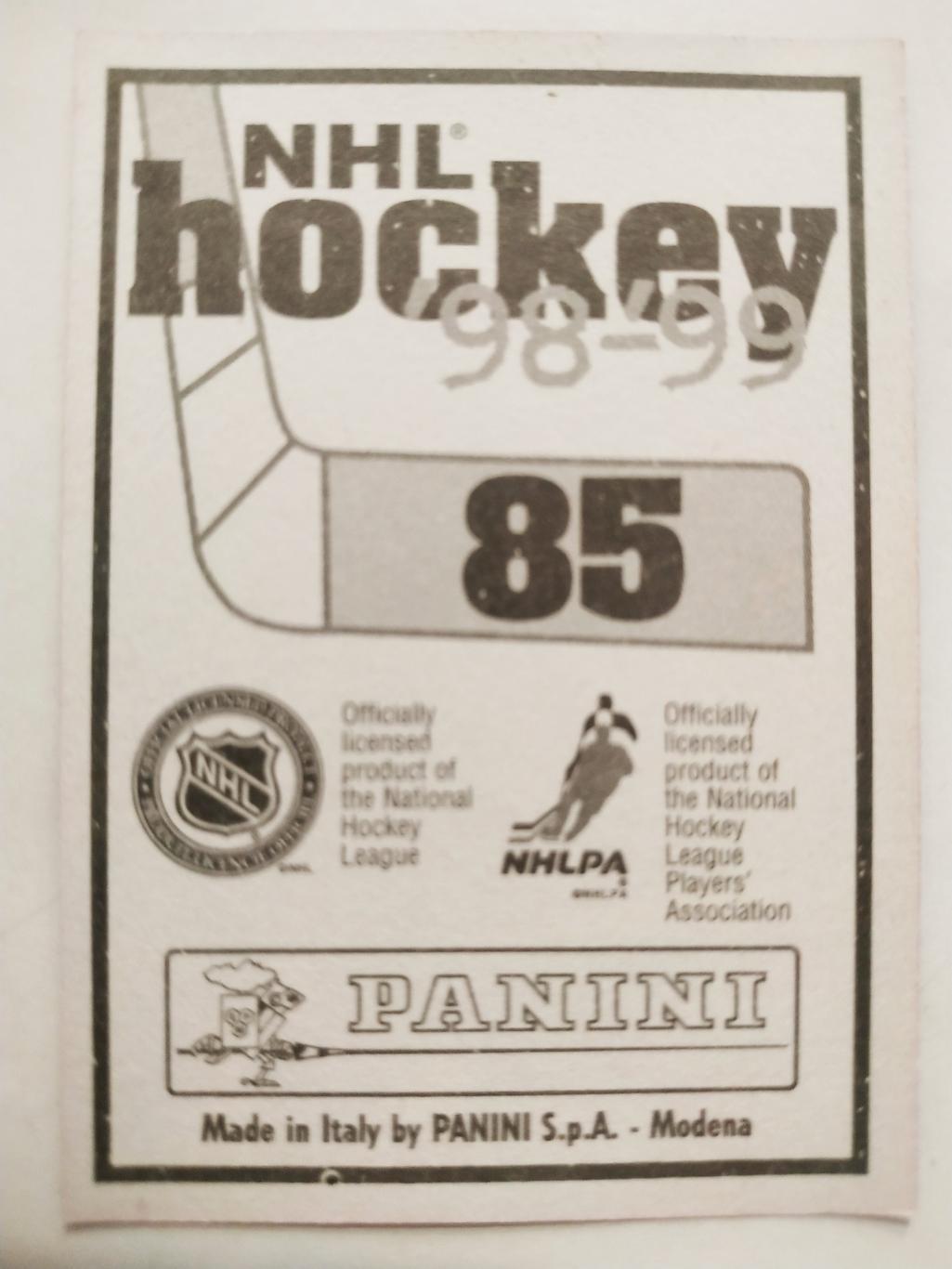 ХОККЕЙ НАКЛЕЙКА НХЛ ПАНИНИ 1998-1999 КОЛЛЕКЦИЯ NHL PANINI ULF SAMUELSSON #85 1