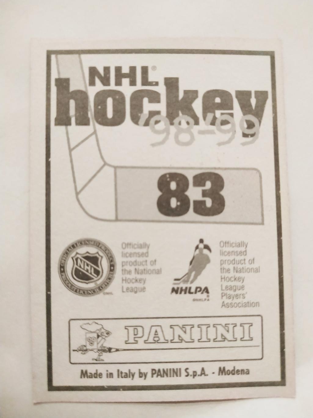 ХОККЕЙ НАКЛЕЙКА НХЛ ПАНИНИ 1998-1999 КОЛЛЕКЦИЯ NHL PANINI BRIAN LEETCH #83 1