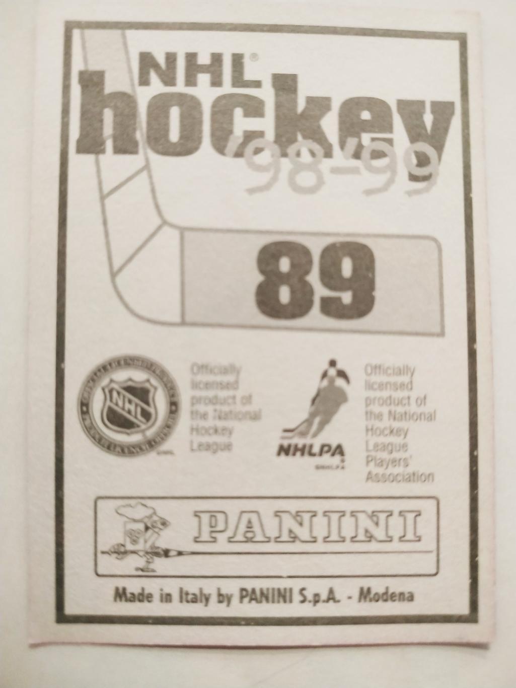ХОККЕЙ НАКЛЕЙКА НХЛ ПАНИНИ 1998-1999 КОЛЛЕКЦИЯ NHL PANINI PETR SVOBODA #89 1